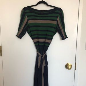 Ann Taylor Petite Mixed Stripe Belt Sweater Dress